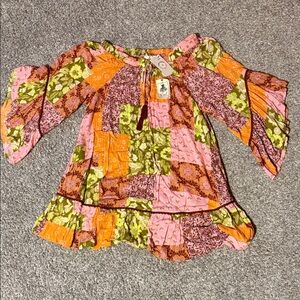 Colorful Boho Patchwork Off-Shoulder Mini Dress